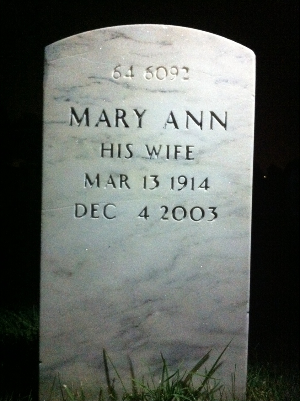 Back of headstone — Gerard Long
