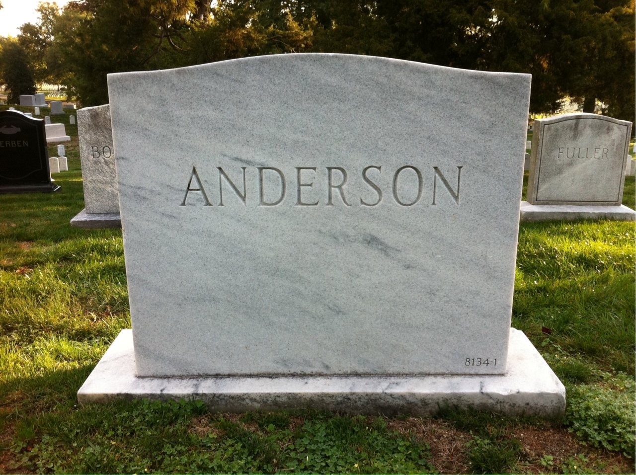 Back of headstone — Francis Anderson