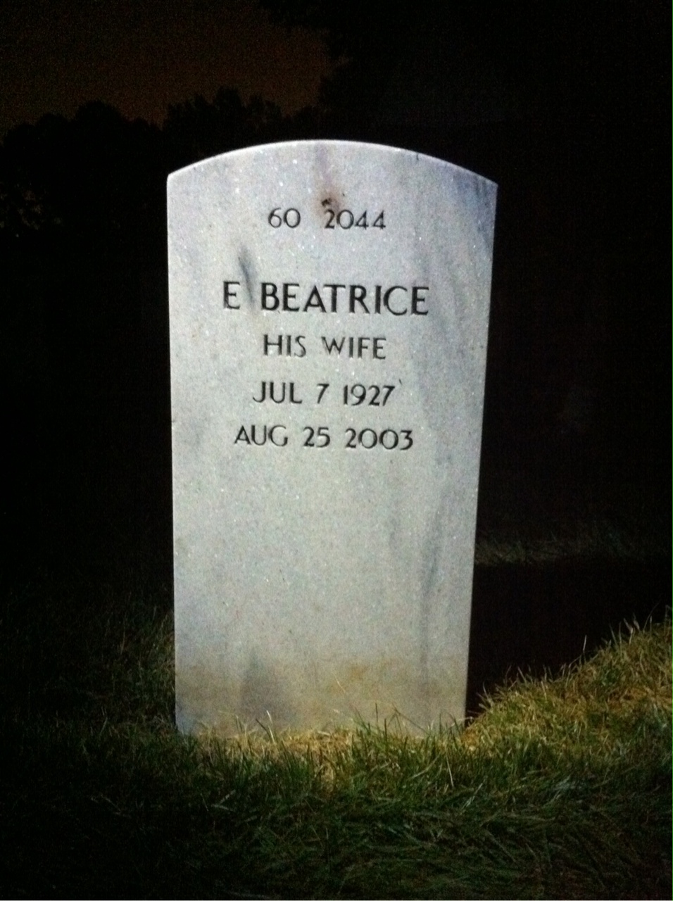 Back of headstone — Harvey Curry