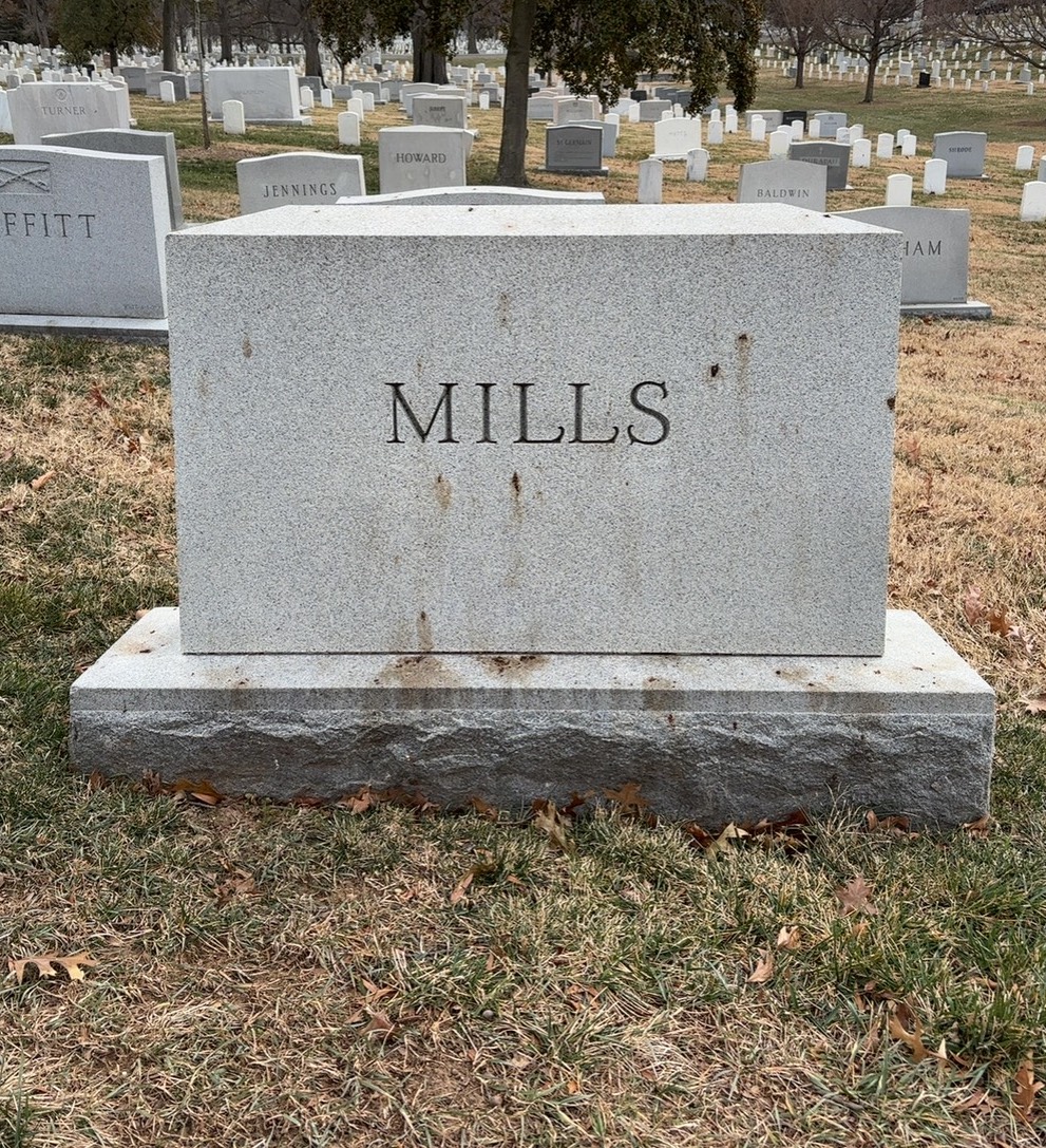 Back of headstone — Benjamin Mills