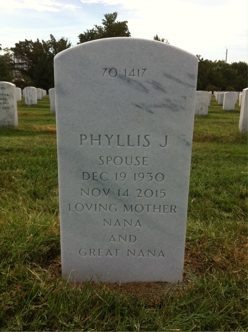 Back of headstone — Alvin Anderson