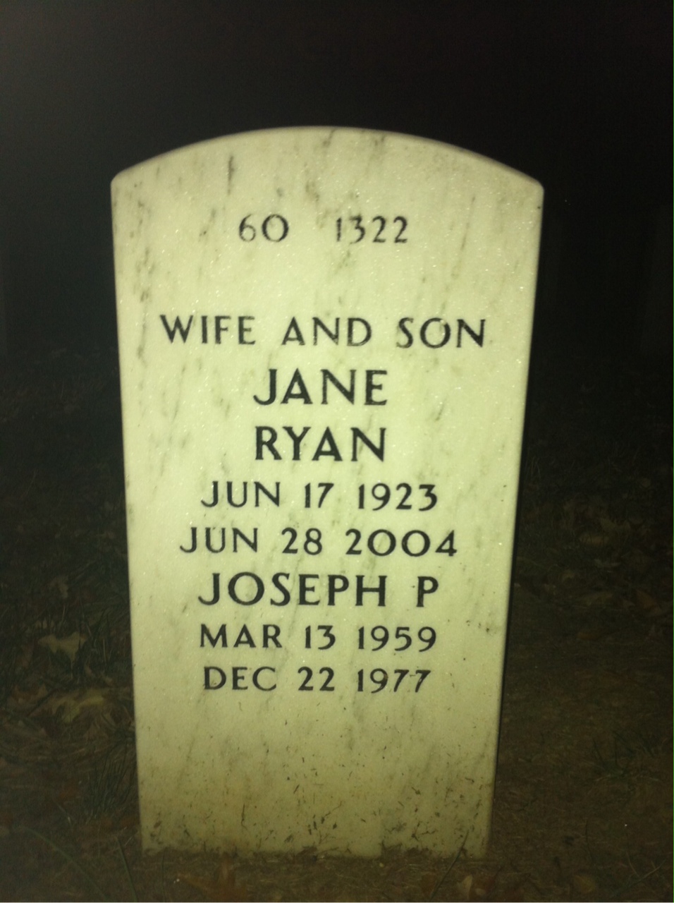 Back of headstone — Robert Crowe