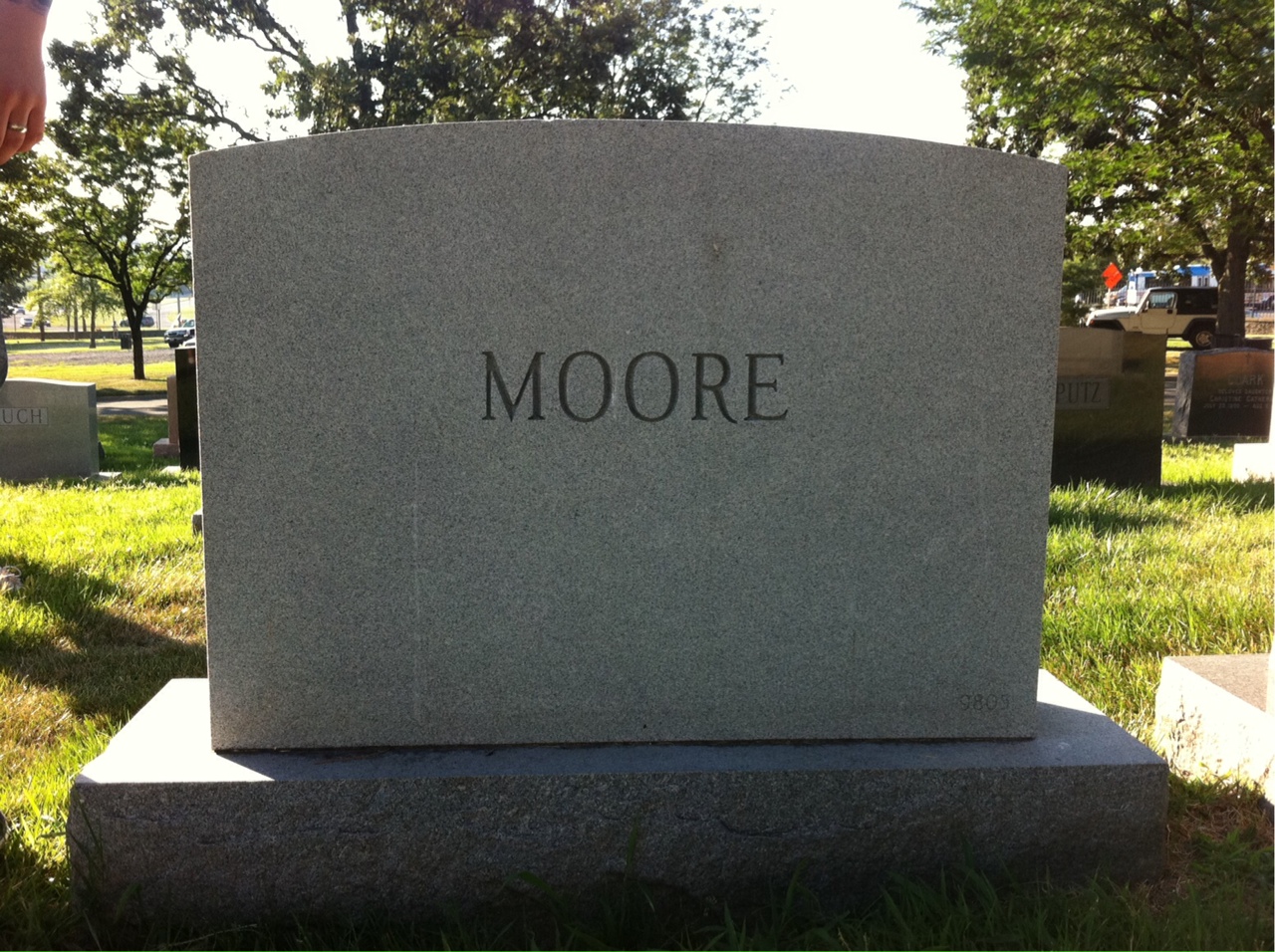 Back of headstone — Alvan Moore