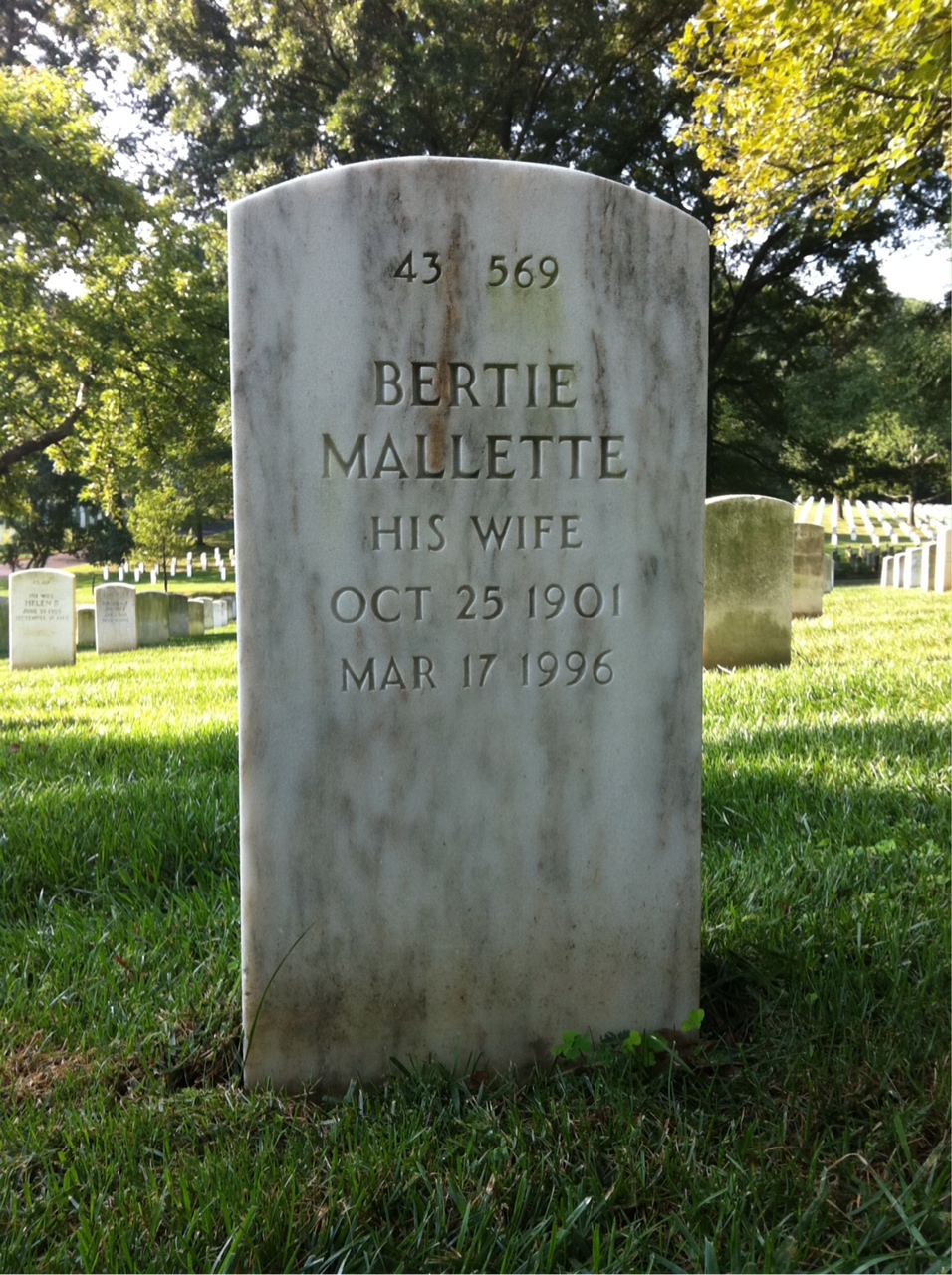 Back of headstone — William L Williams