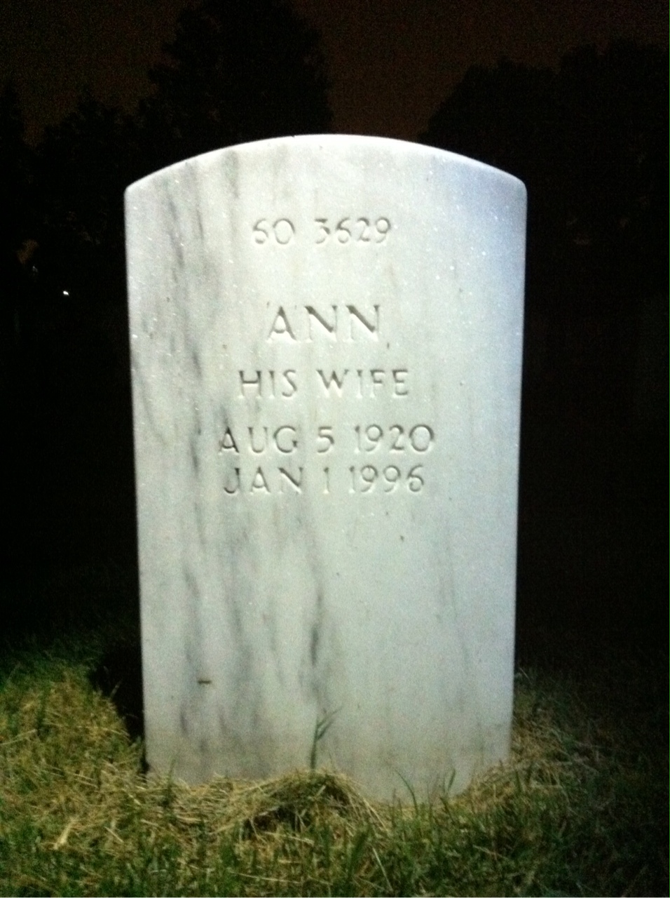 Back of headstone — Ann Morton