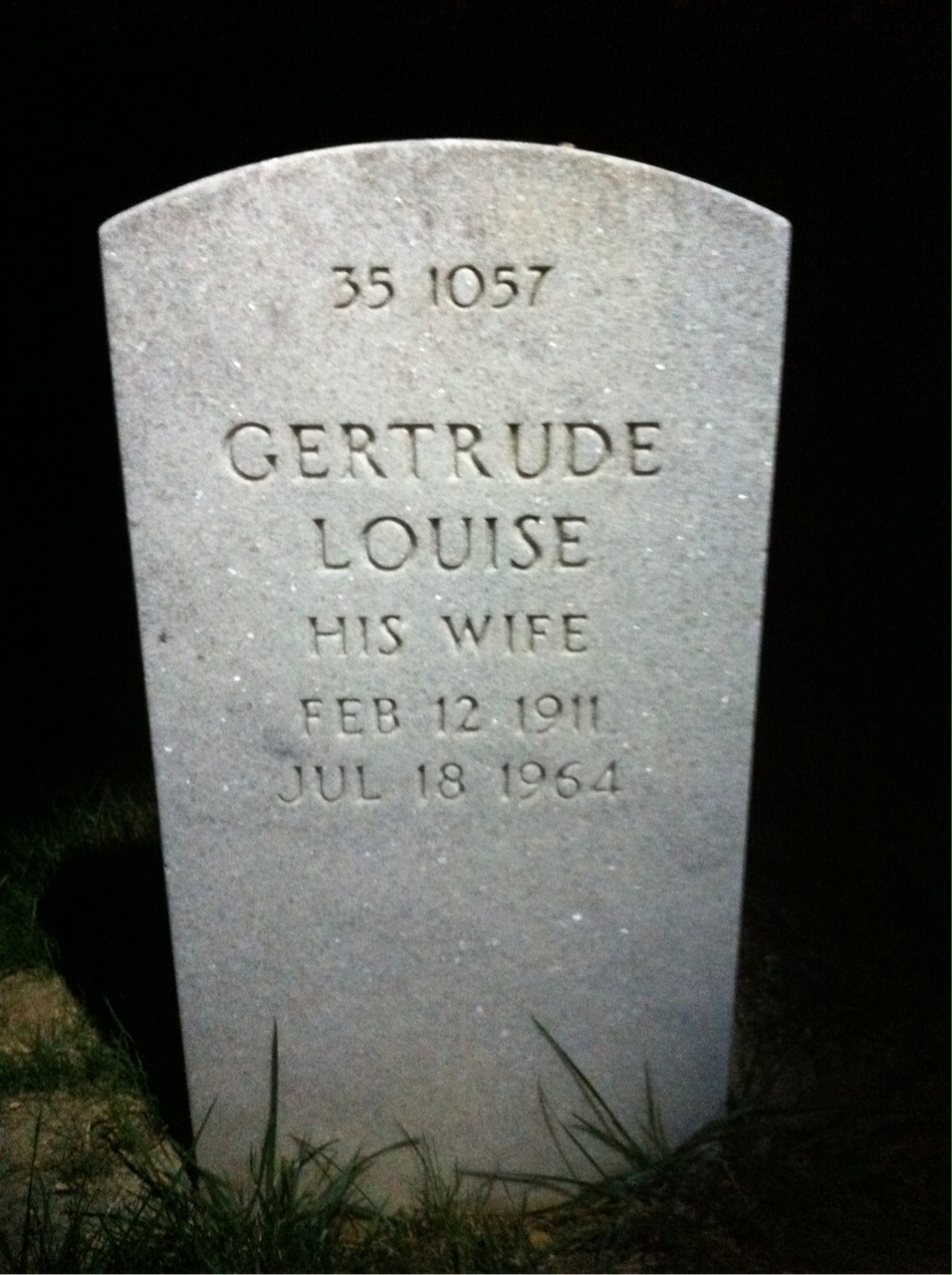 Back of headstone — Gertrude Bentley