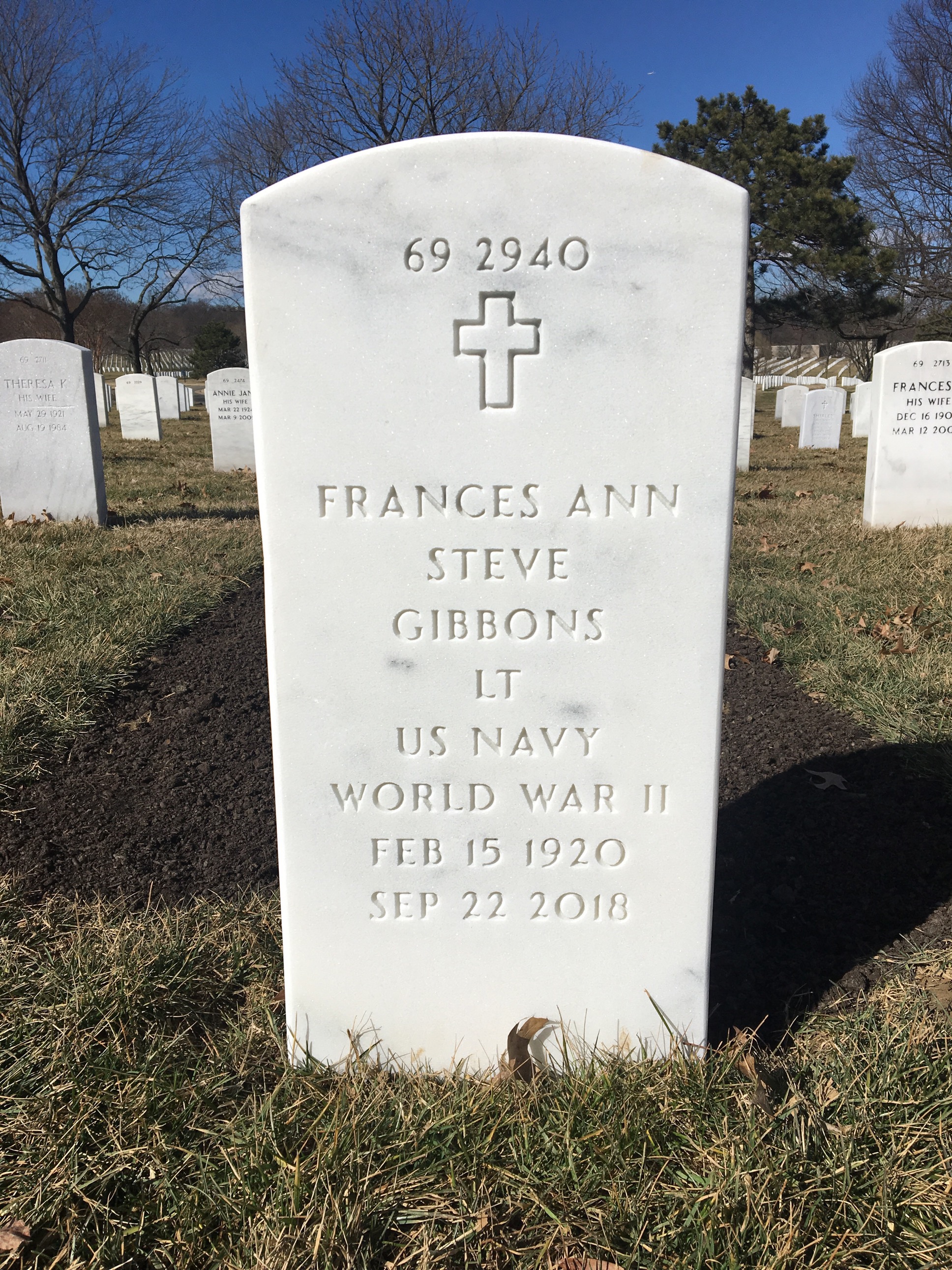 Back of headstone — Joseph Gibbons