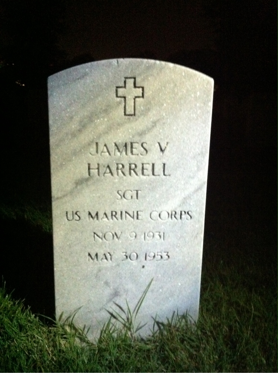 Headstone of James V Harrell