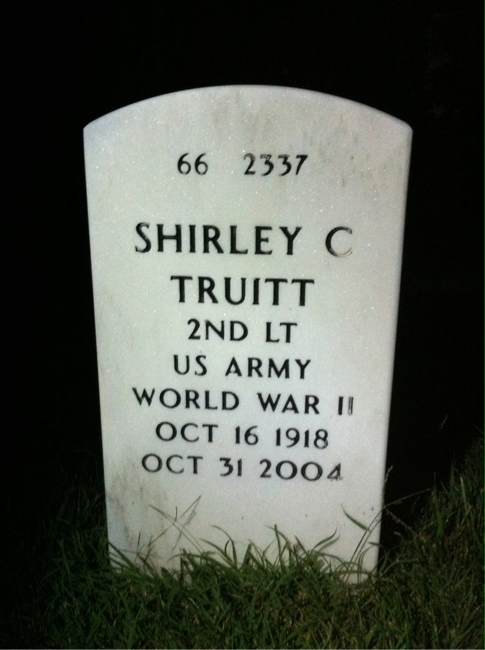 Back of headstone — Cecil Truitt