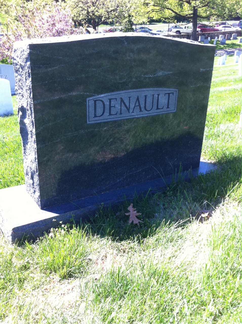 Back of headstone — Herbert Denault