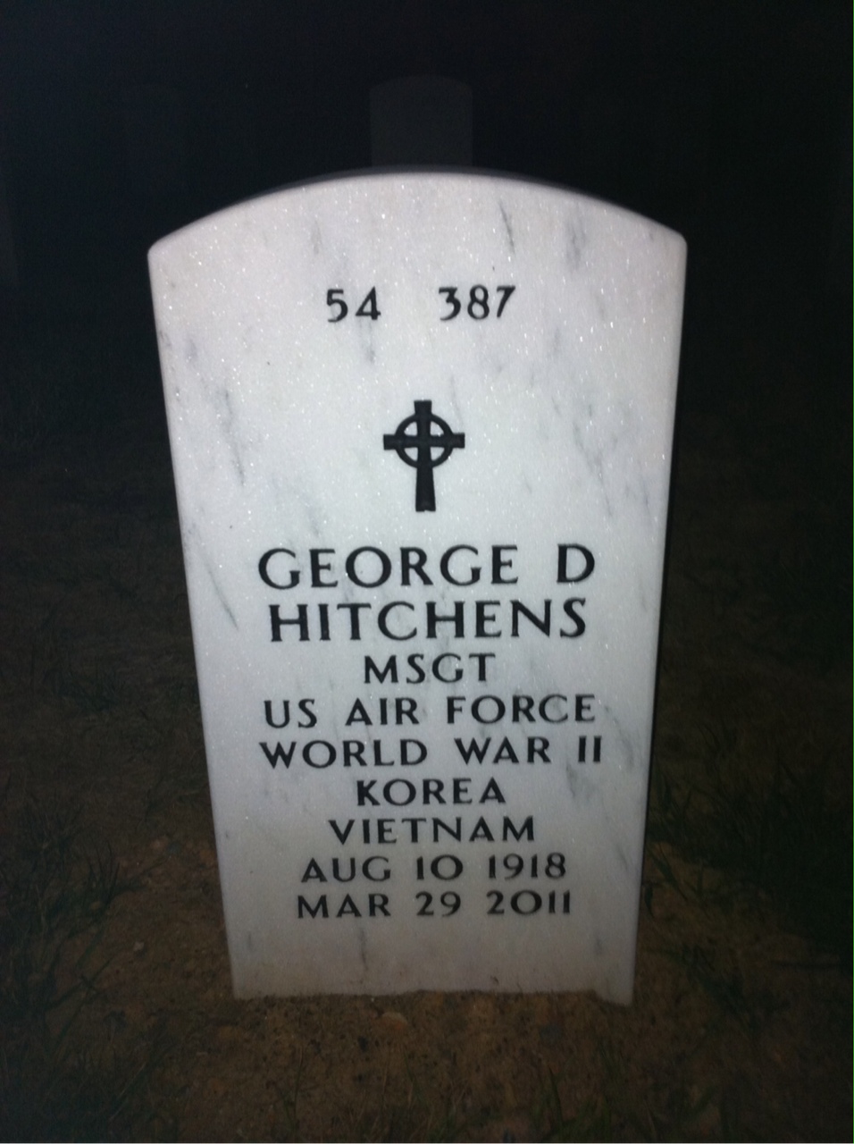 Back of headstone — Jacklynn Hitchens