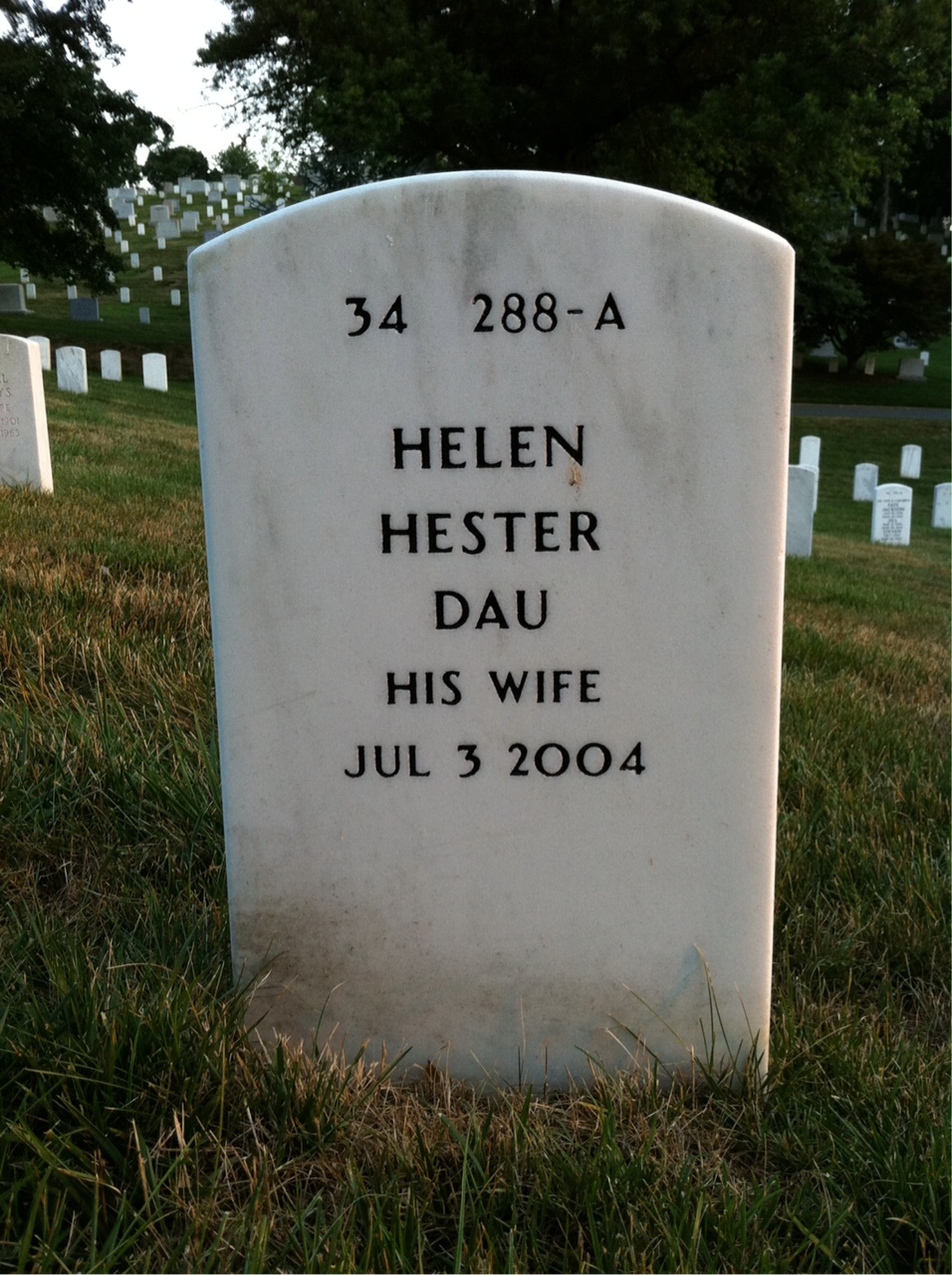 Back of headstone — John Hester
