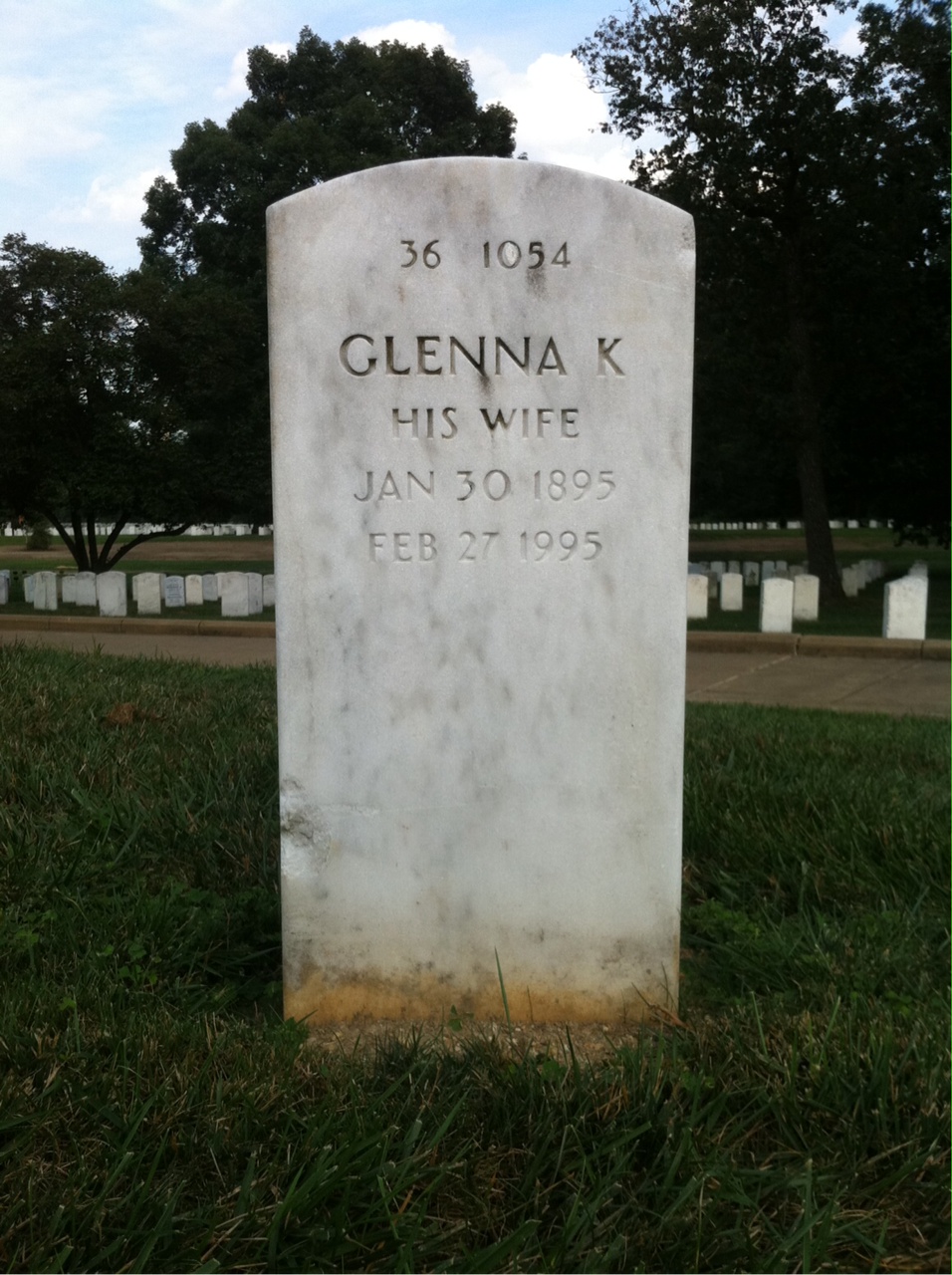 Back of headstone — Glenna Baldridge
