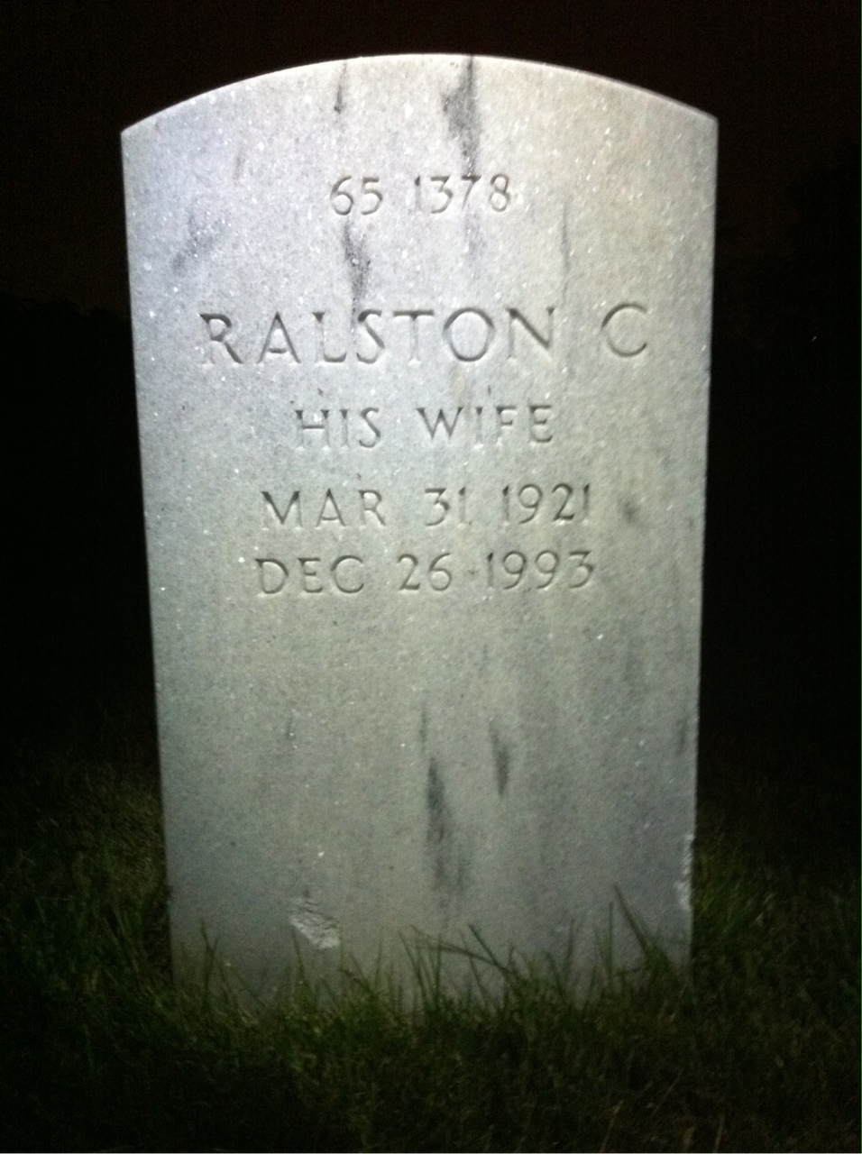 Back of headstone — John Ackerman