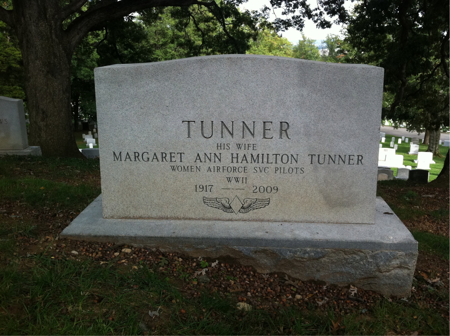 Back of headstone — Margaret Tunner