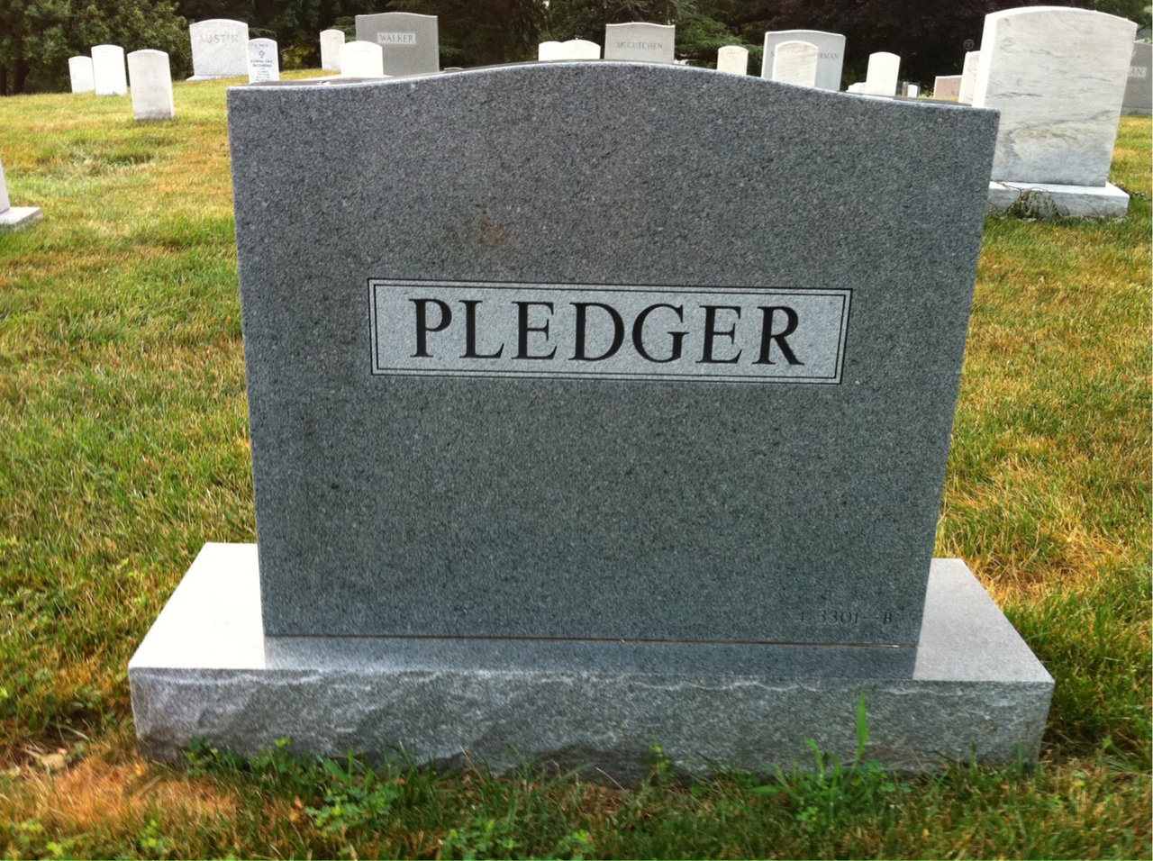 Back of headstone — George Pledger