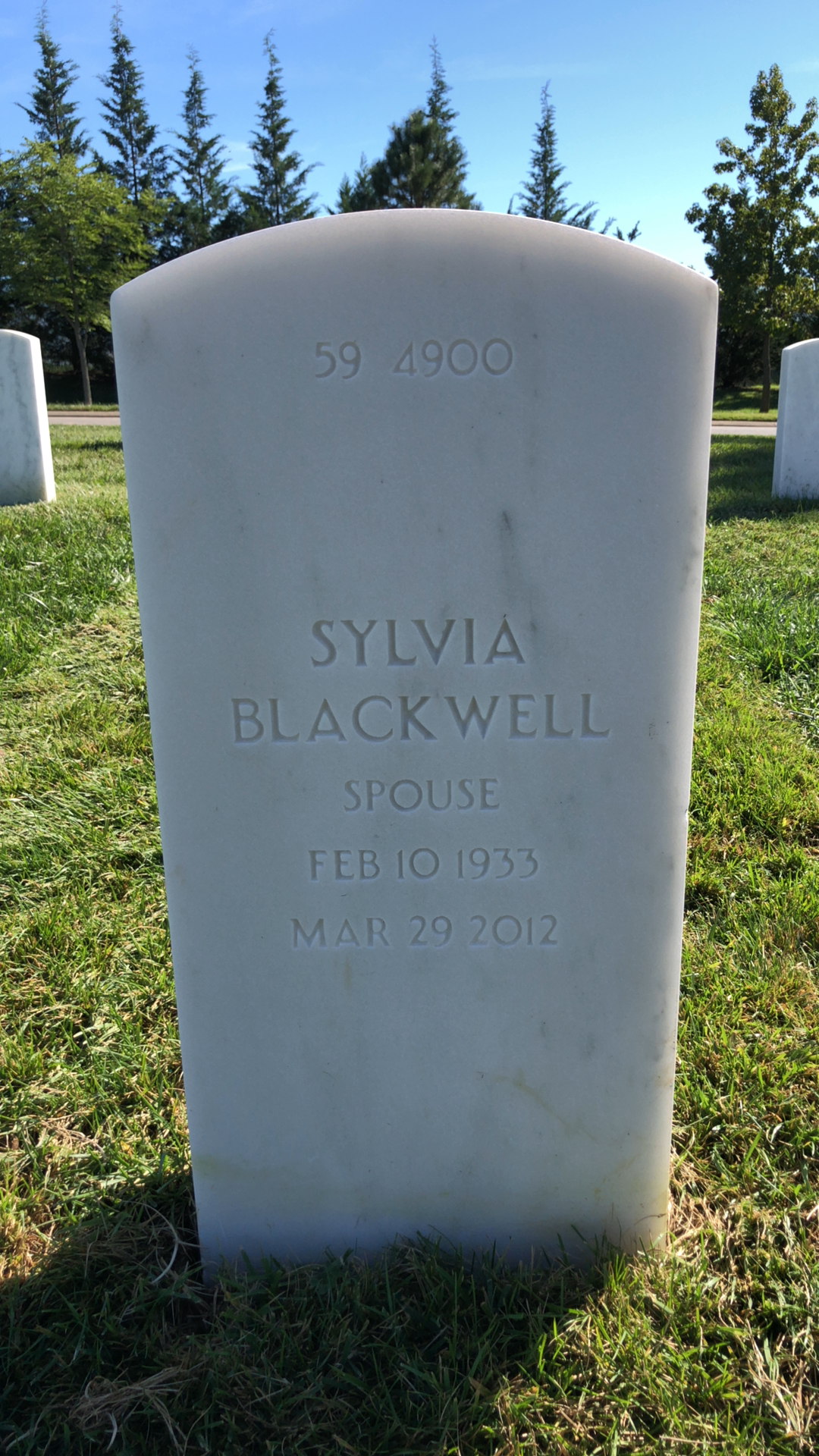 Back of headstone — Vandy Miller
