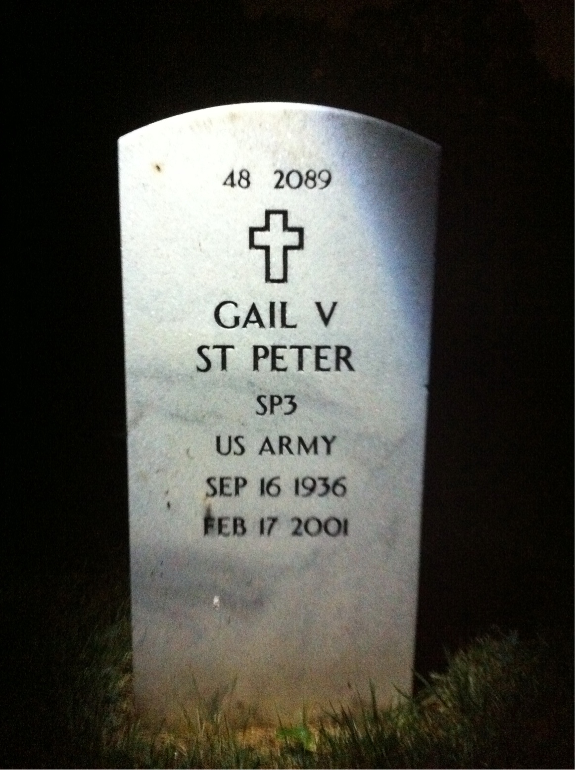 Back of headstone — Charles St Peter