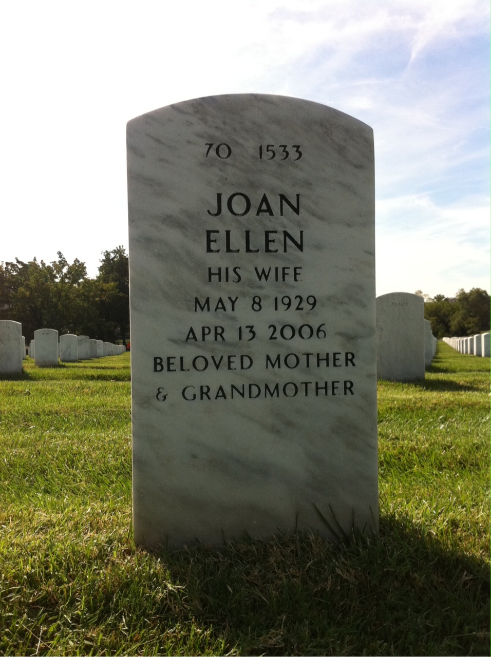 Back of headstone — Buell Wiltshire