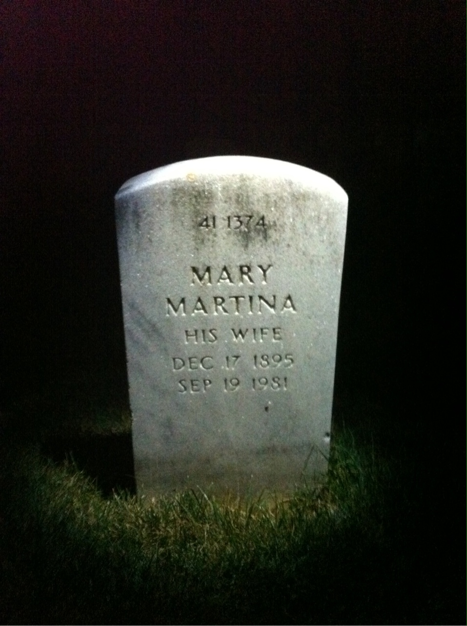 Back of headstone — Mary Moran
