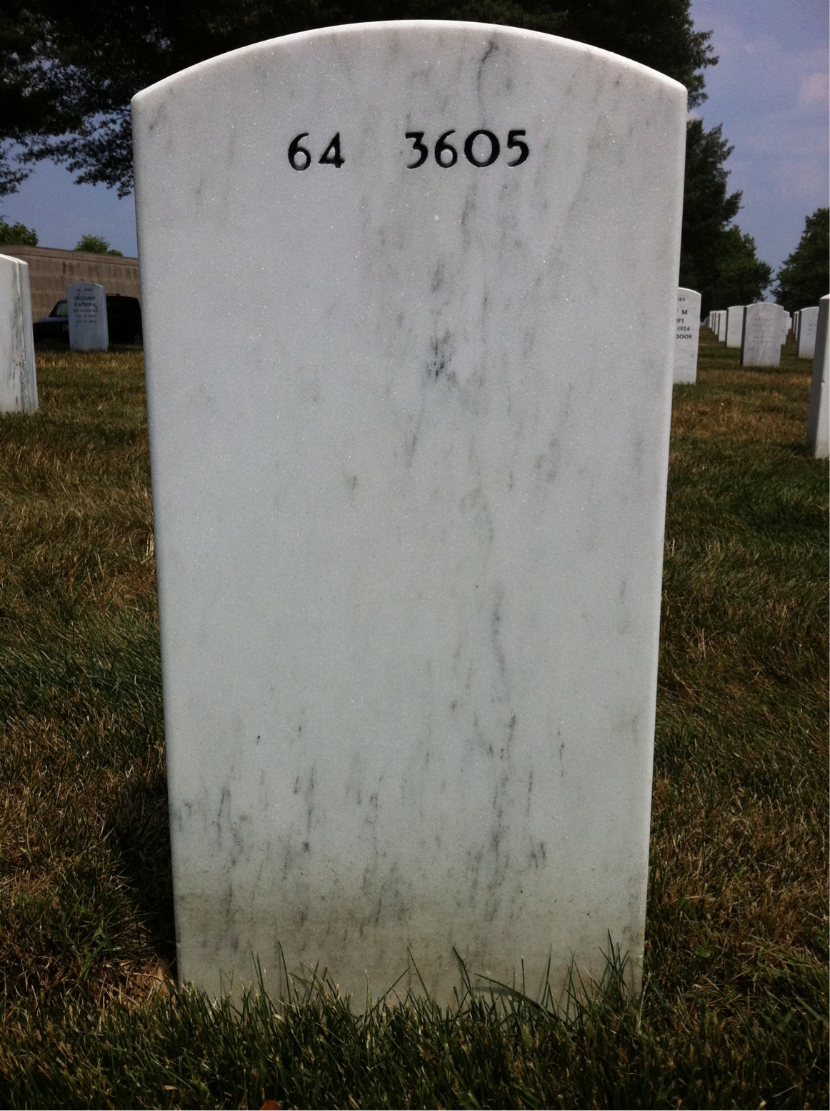 Back of headstone — Walter Rueger