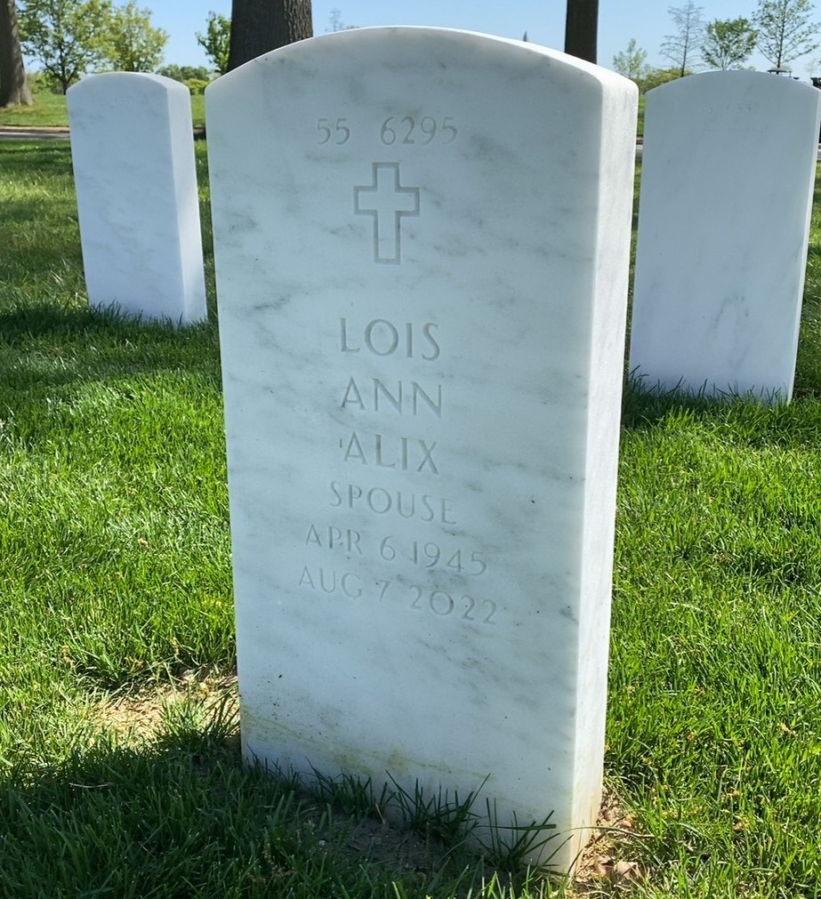 Back of headstone — Richard Alix