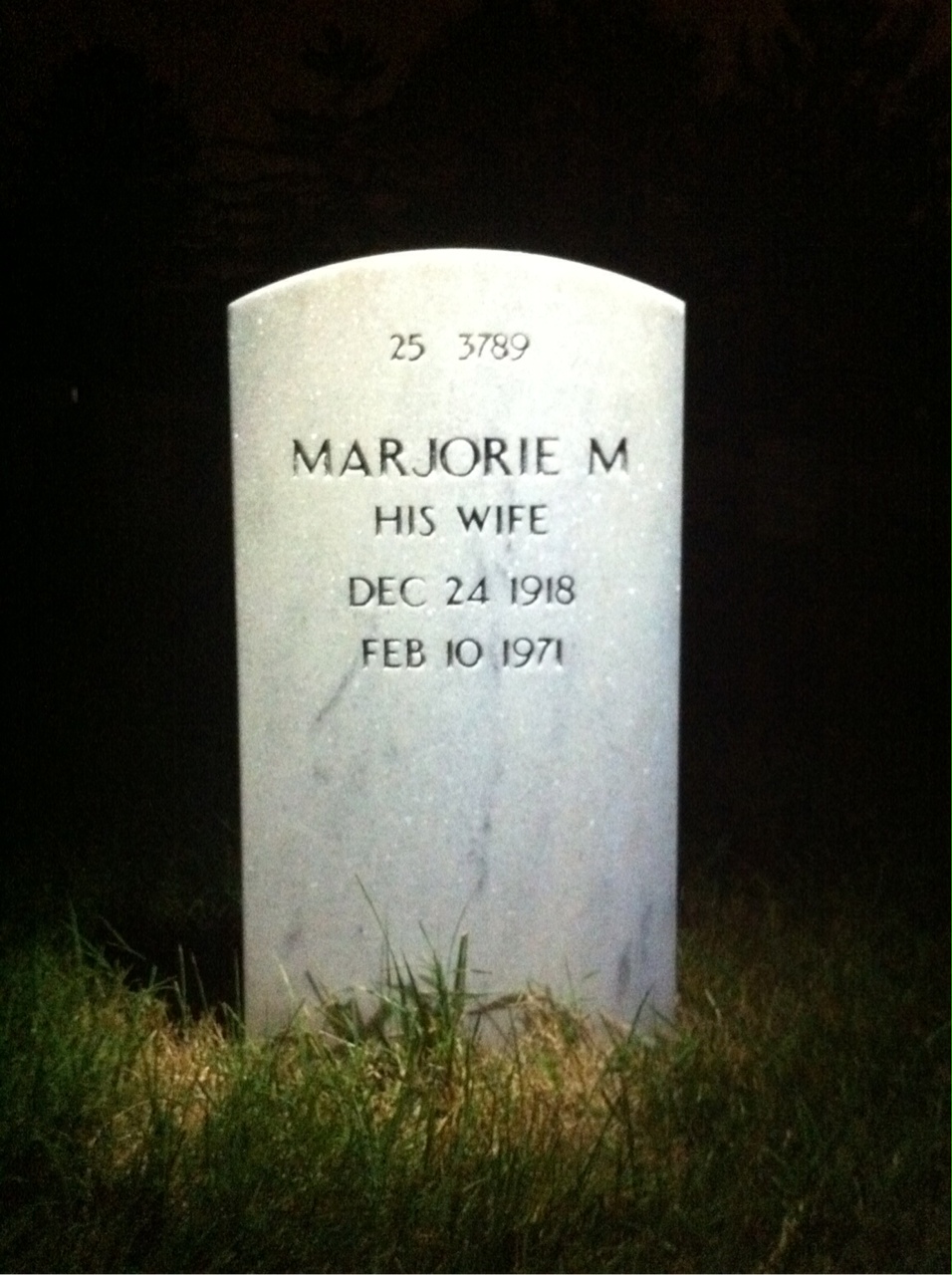Back of headstone — Marjorie Mugg