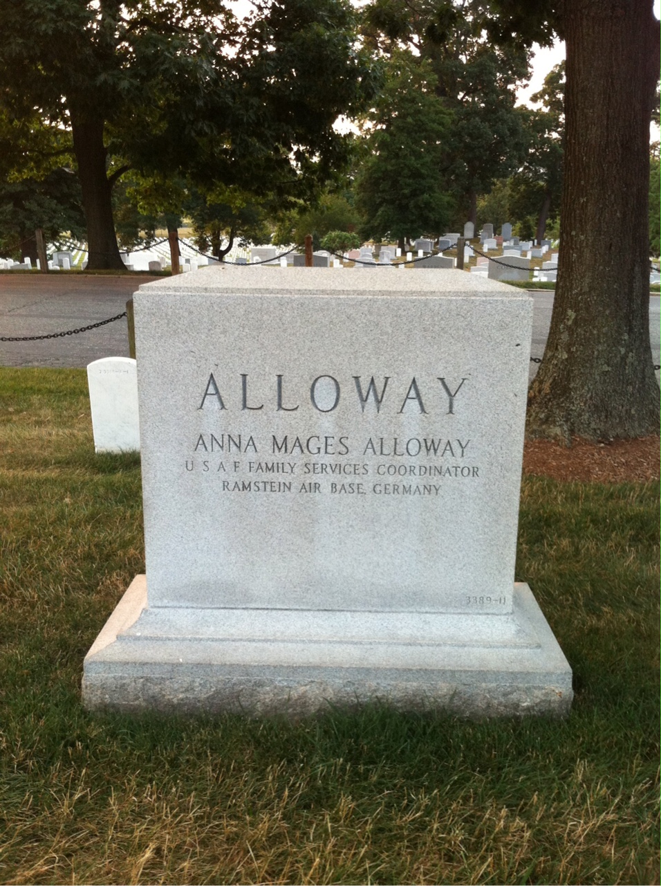 Back of headstone — Anna Alloway