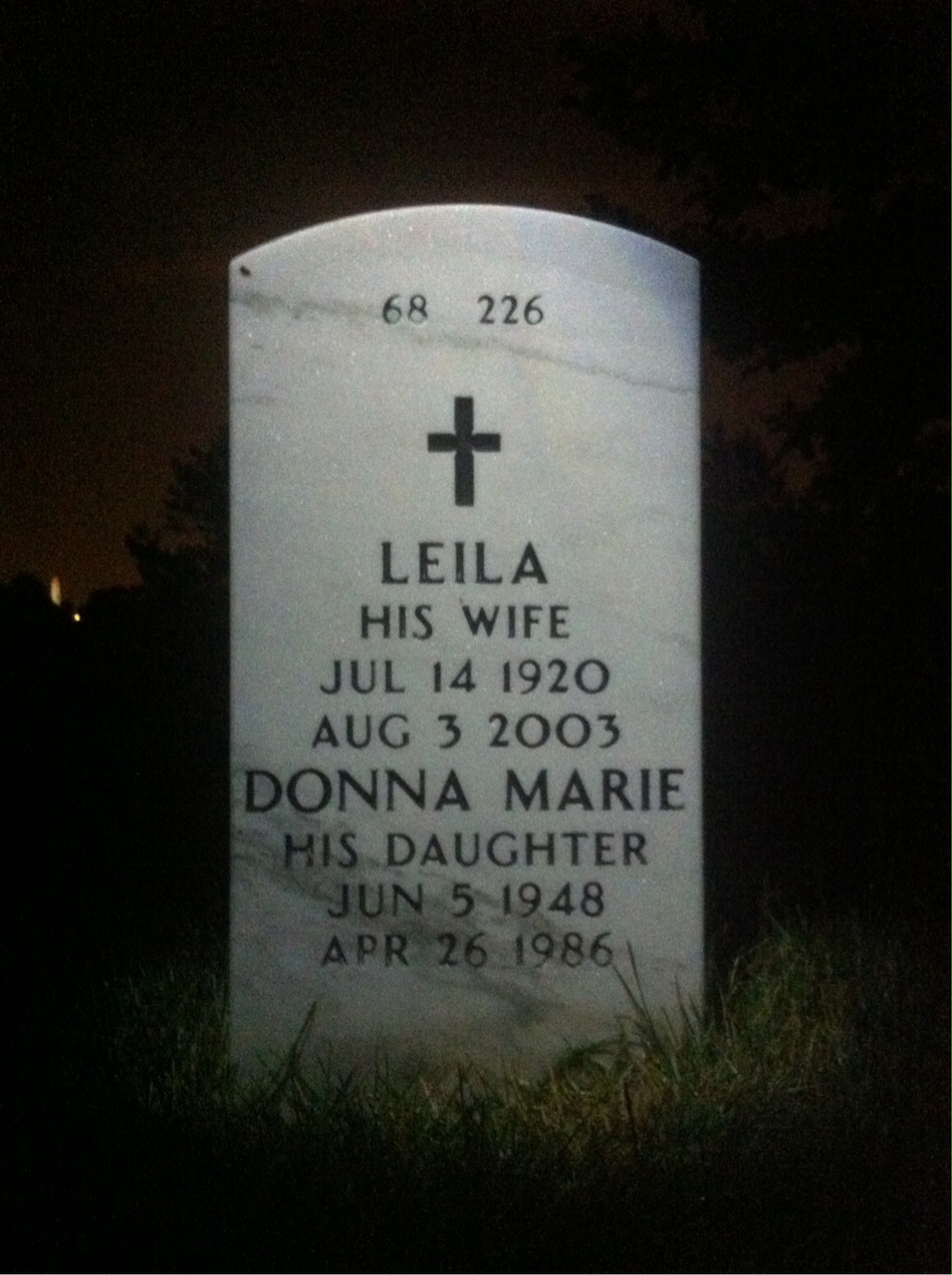 Back of headstone — Arnold Andersen