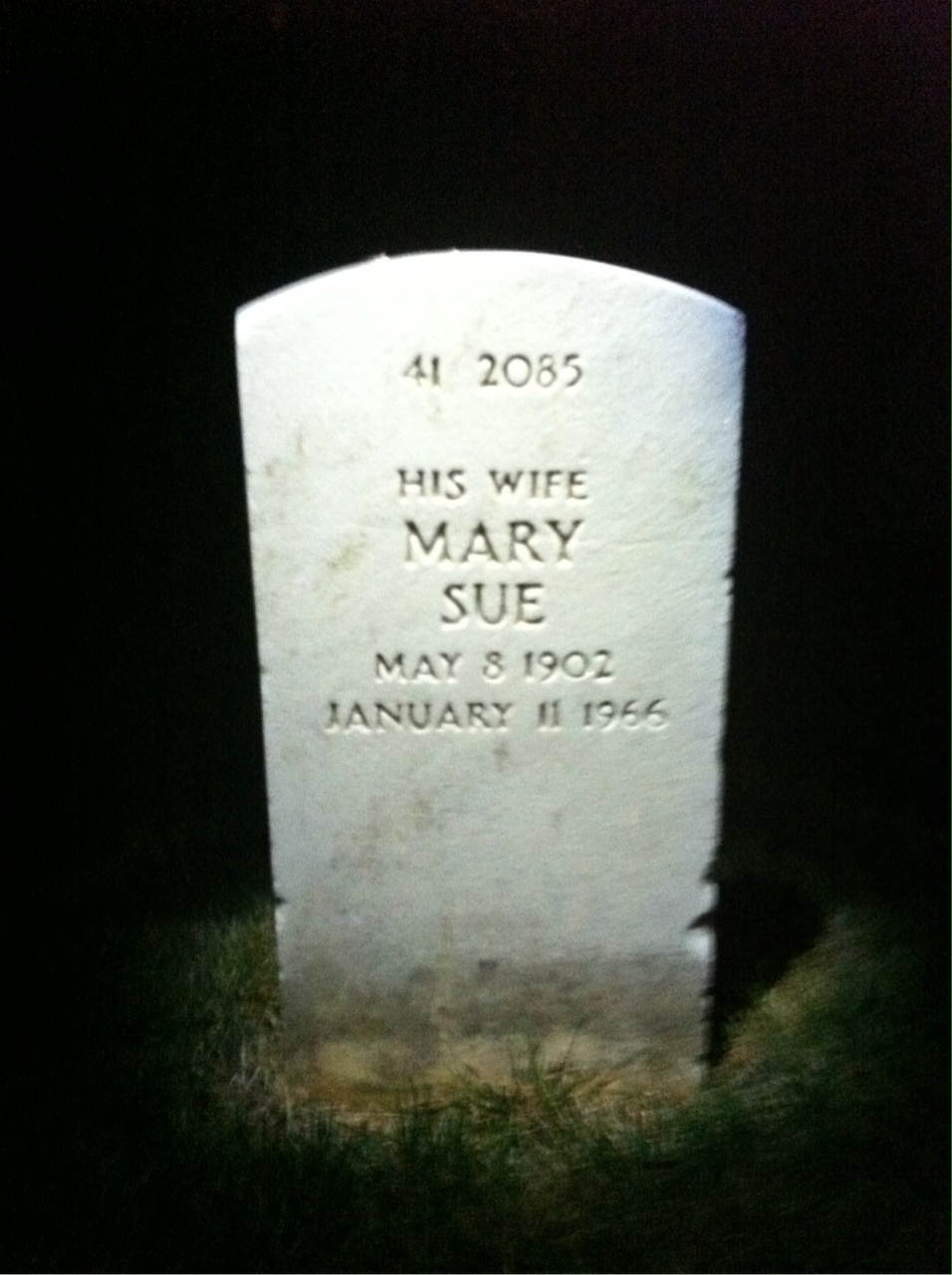 Back of headstone — Mary Myers