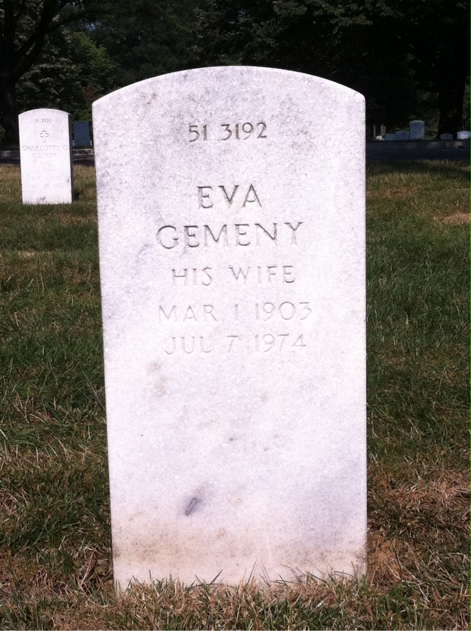 Back of headstone — Raymond Murray