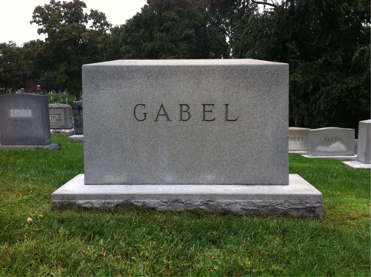 Back of headstone — P Ernest Gabel
