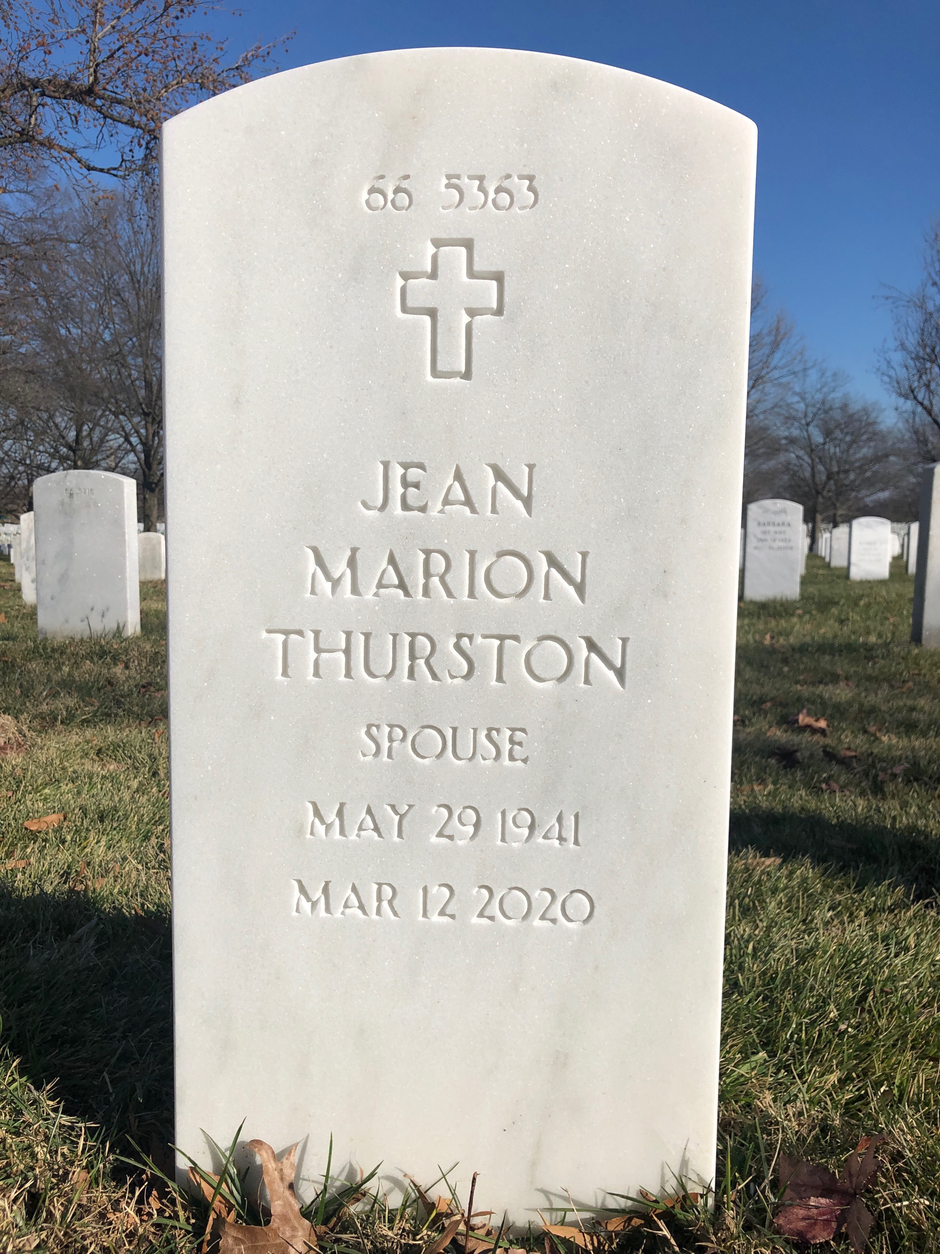 Back of headstone — Roger E Thurston