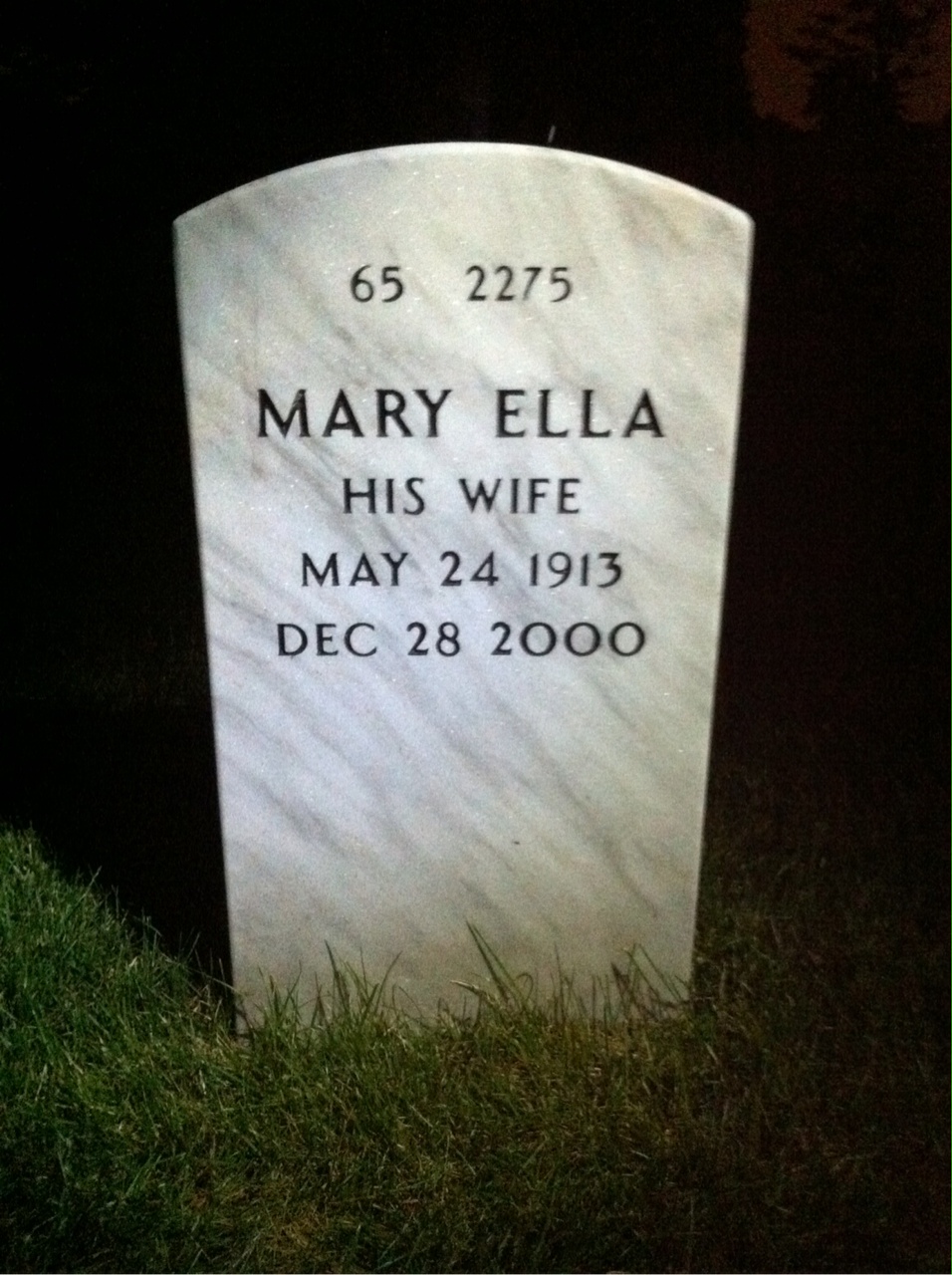 Back of headstone — Kenneth Butler