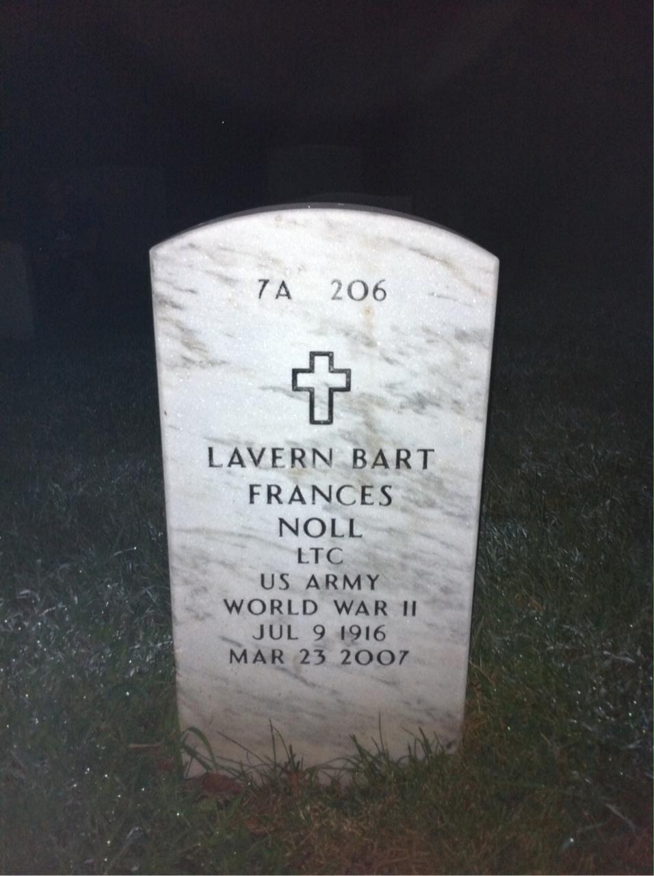 Back of headstone — Carl Noll