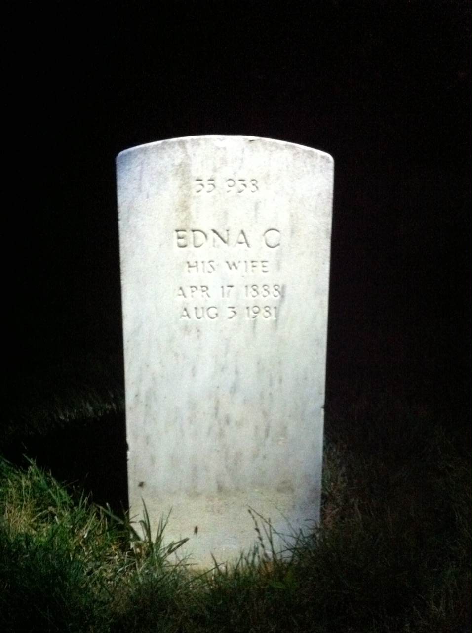 Back of headstone — Austin Conradi