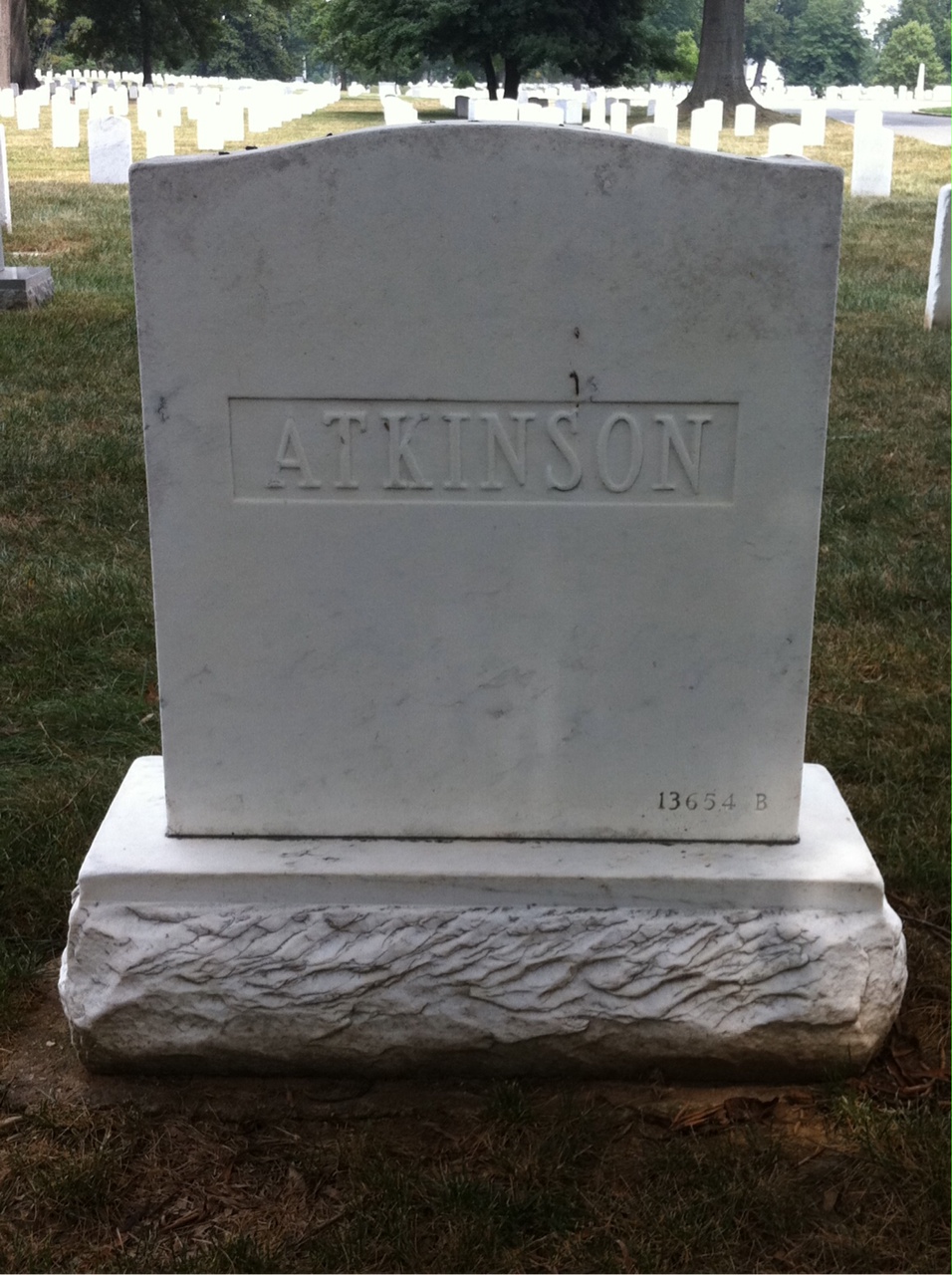 Back of headstone — Eugene Atkinson