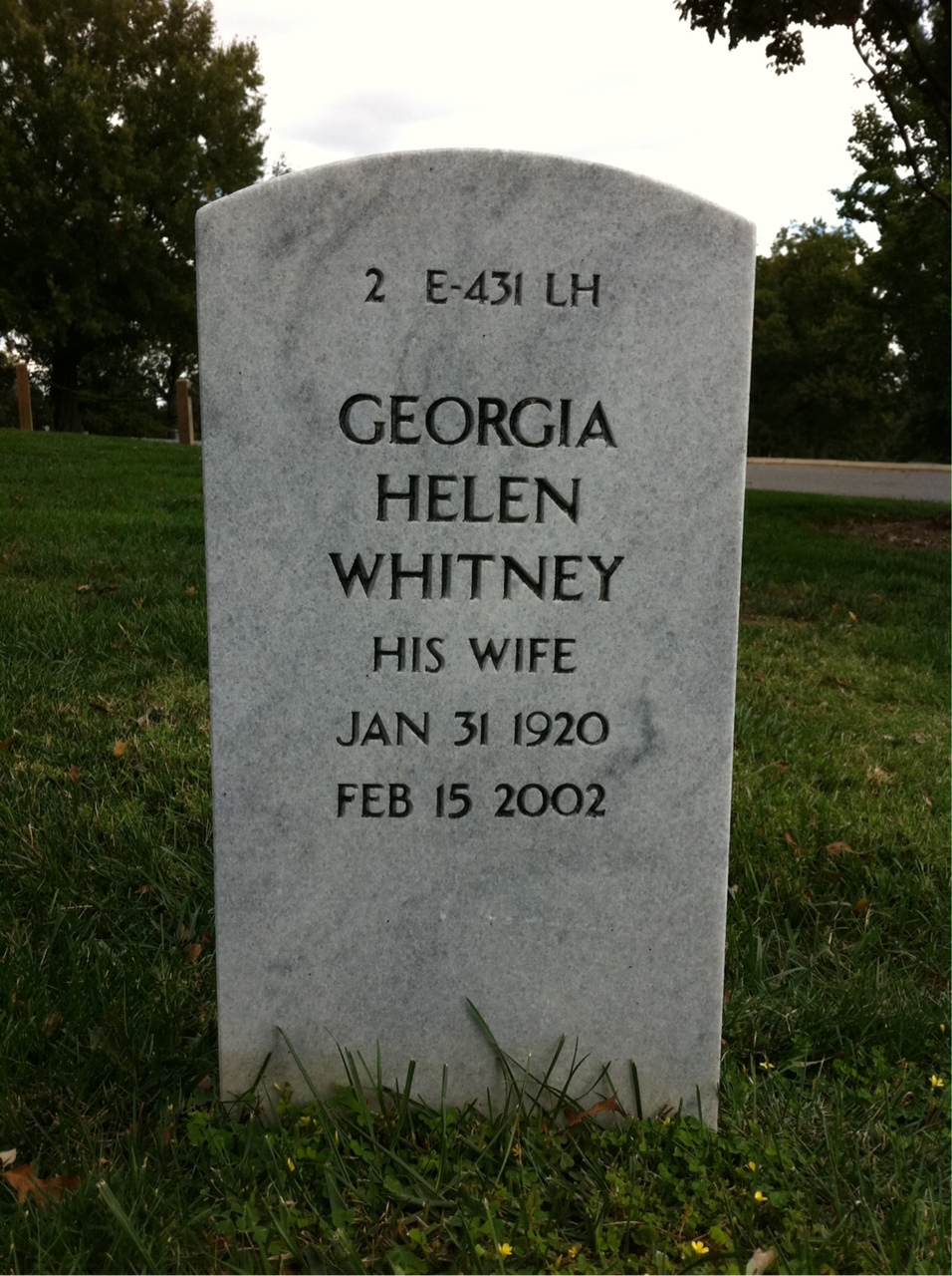 Back of headstone — Frank Ball