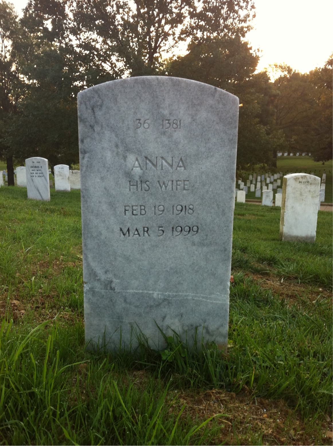 Back of headstone — Anna N Smith