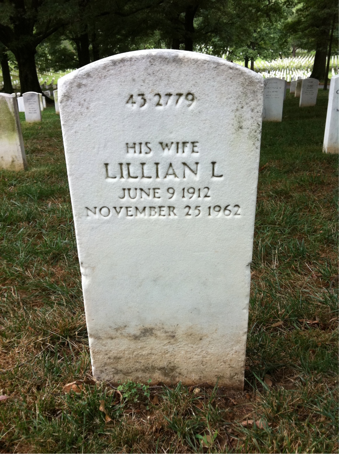 Back of headstone — William Vincent Brickhouse