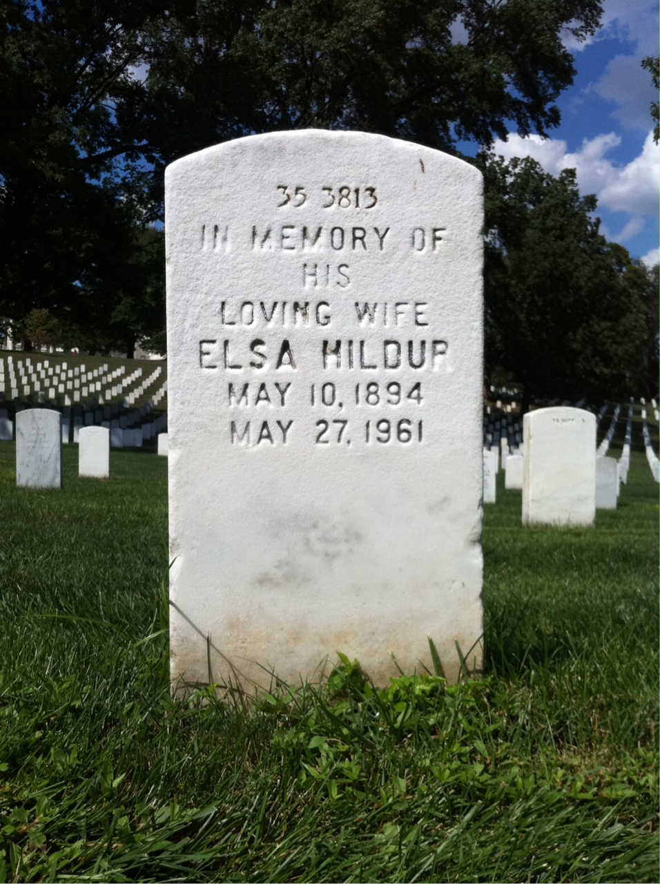 Back of headstone — Gustav Anderson