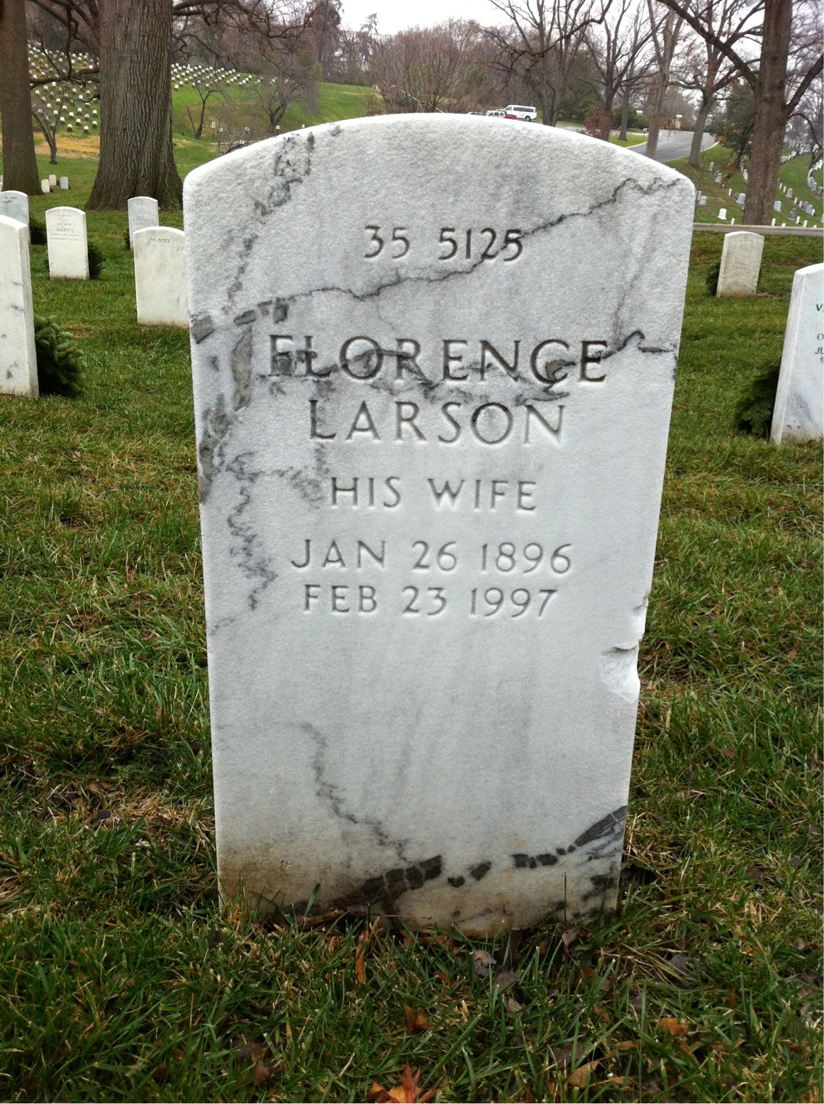 Back of headstone — Florence Bain