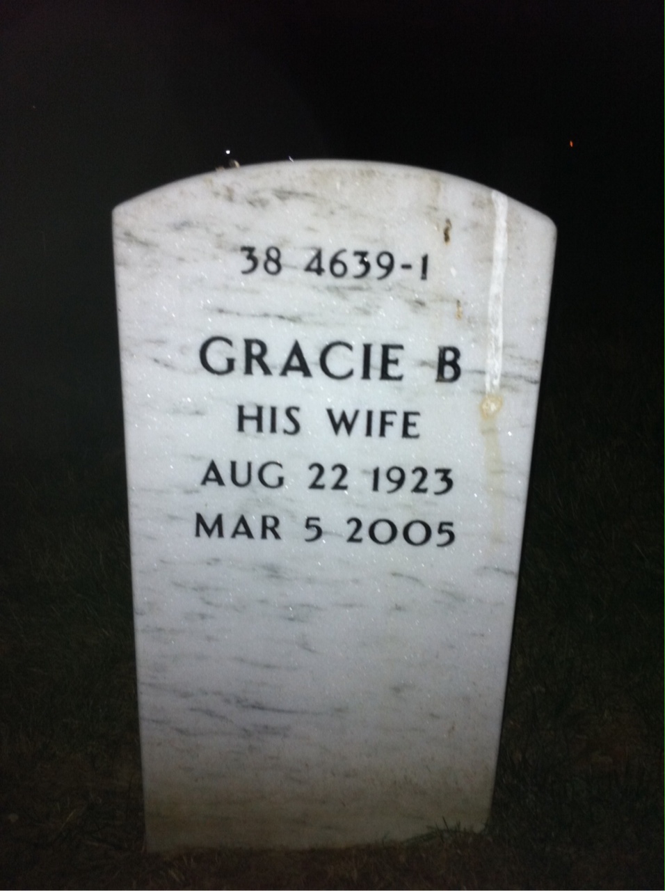 Back of headstone — Harry Miller