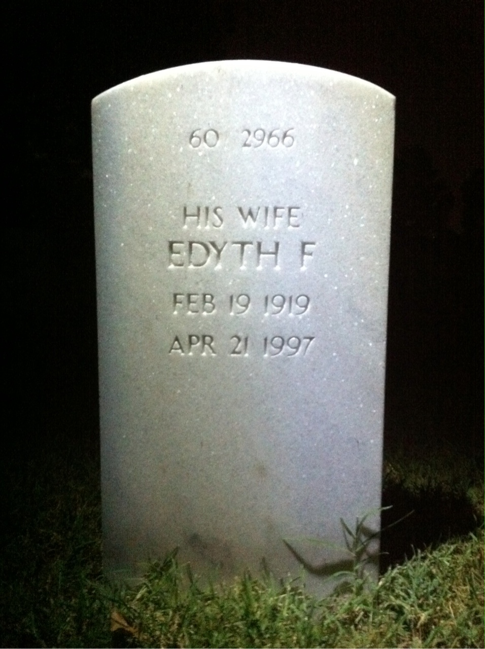 Back of headstone — John B Martin