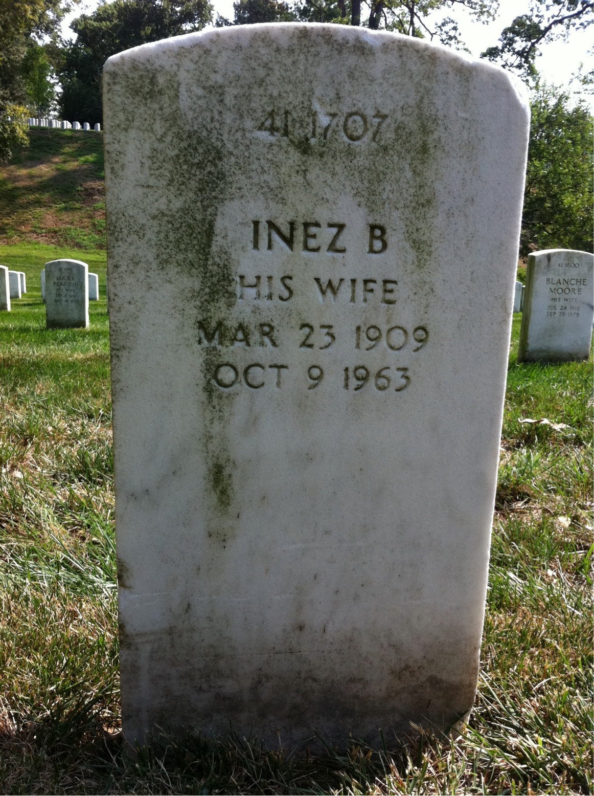 Back of headstone — Inez Milner