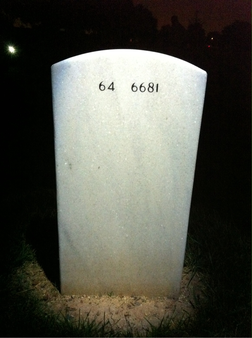 Back of headstone — Harold Wall
