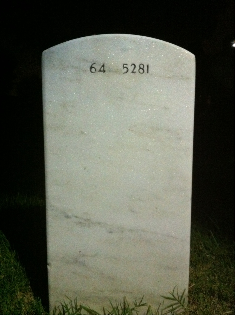 Back of headstone — Robert Grace