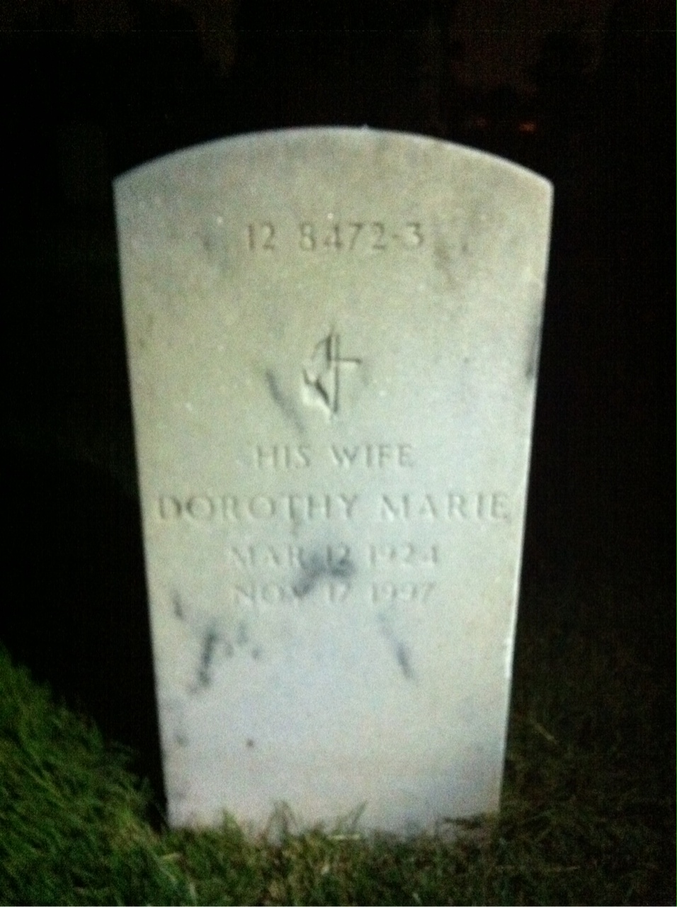 Back of headstone — Dorothy Mottis