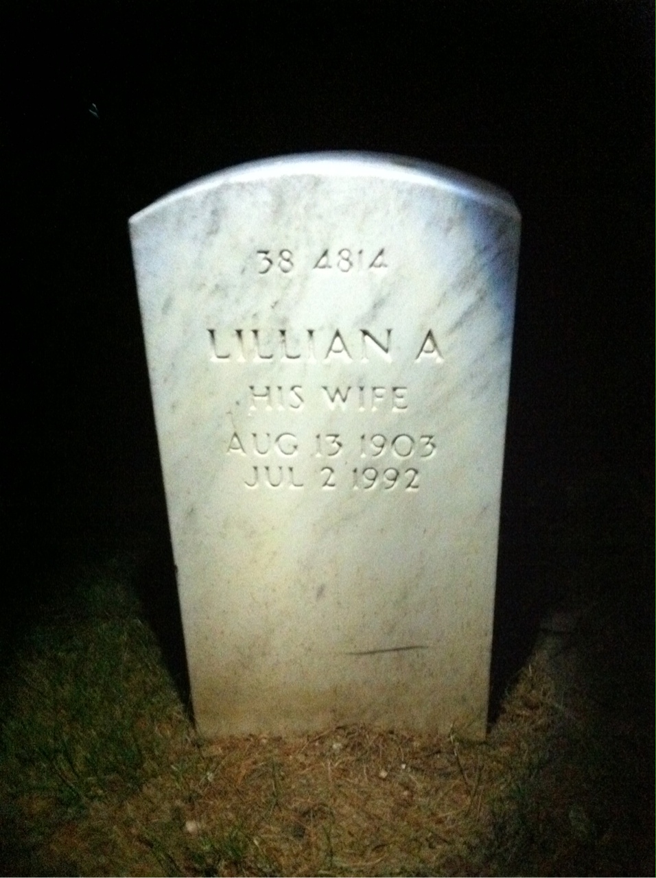 Back of headstone — Winfield Wegg Smith