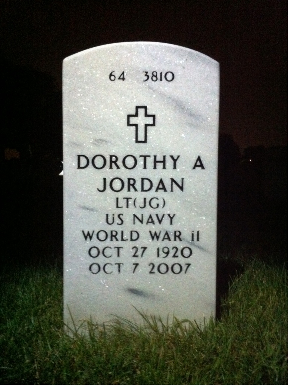 Back of headstone — Arthur Jordan